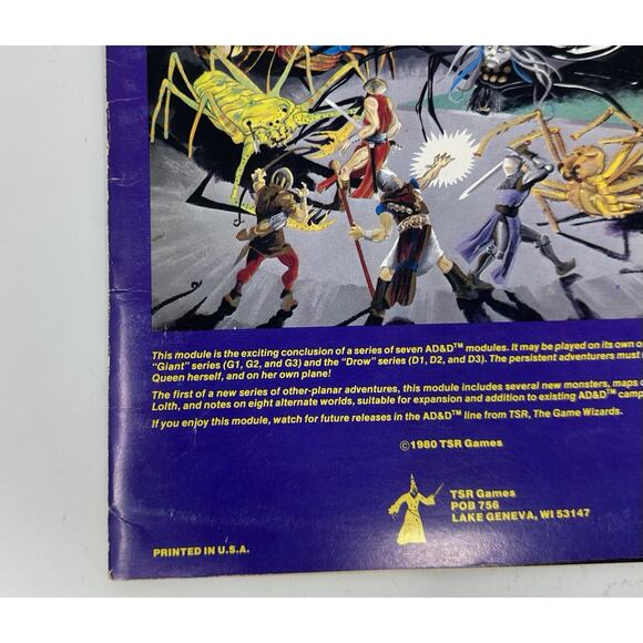 Dungeons and Dragons Queen of the Demonweb Pits 2nd Print Q1 RPG TSR 1980 #9035 - Picture 9 of 10